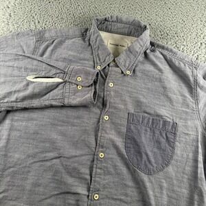 Universal Works Shirt Mens M Blue Button Up Long Sleeve Chest Pocket Chambray
